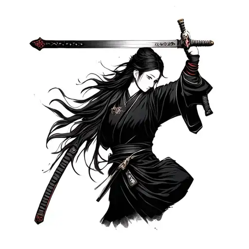 Sakura With Samurai Sword