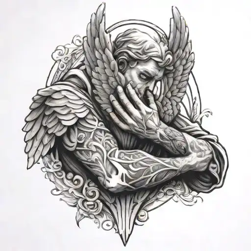 R With Angel Praying Hands