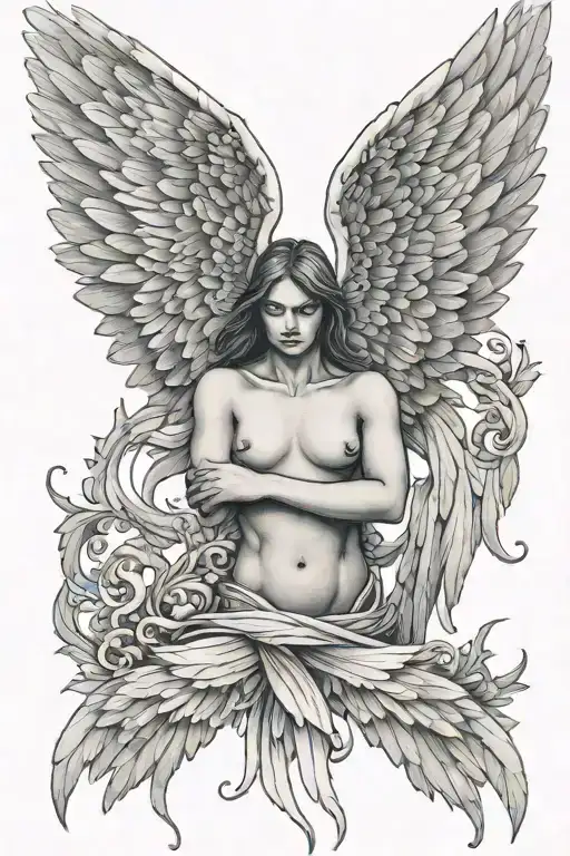 Topless Angel Wings Spread