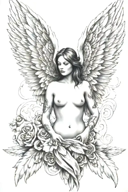Topless Angel Wings Spread