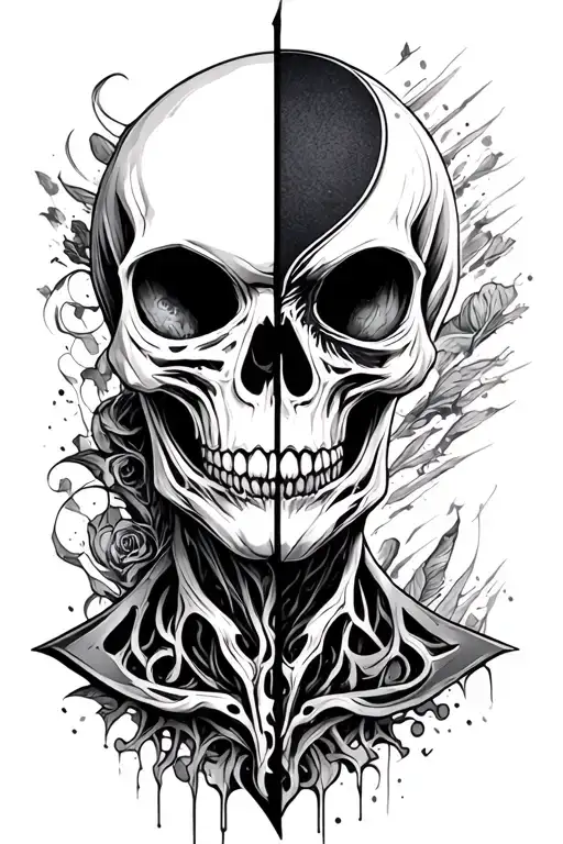 Half Skull Half Alien Face