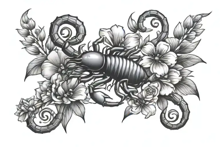 Zodiac Sign Scorpio With Flower