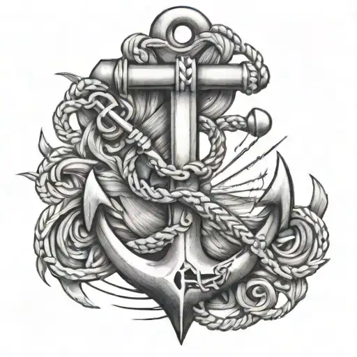 Anchor With Two Pistols Crossing Each Other