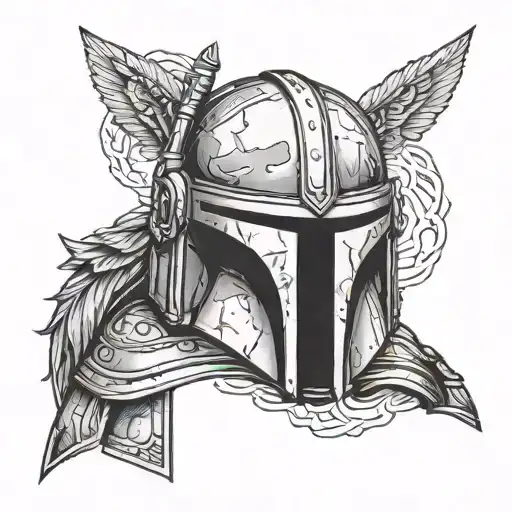 Mandalorian Helmet With Valkyrie Wings On Both Sides