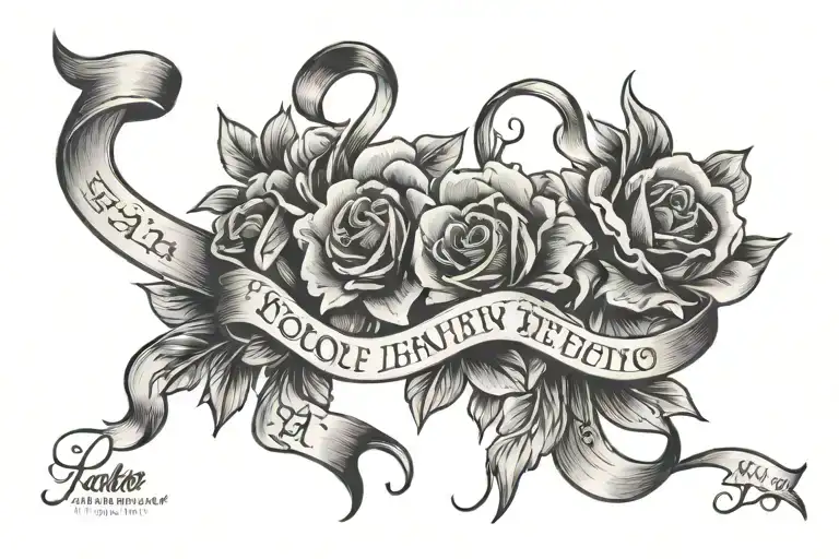 2 Name And Date Memory Banner Ribbon Across