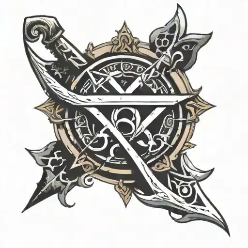 Alpha Omega Symbol And Blades