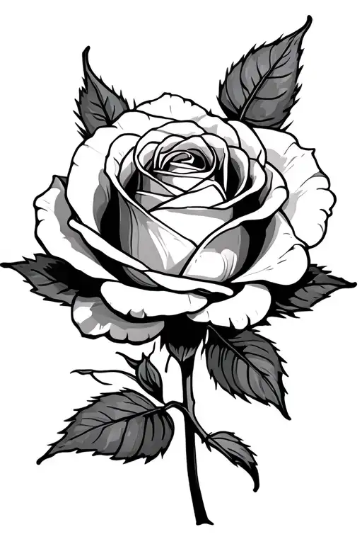 Modern Sketch Rose In The Center