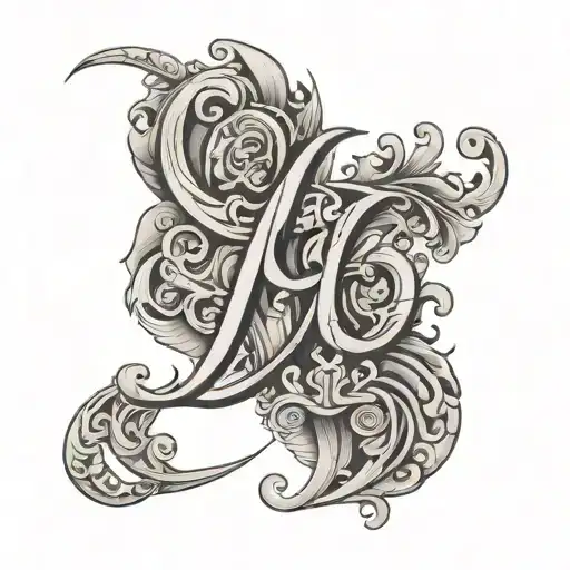 Sh Y A Initial In One Tattoo Style