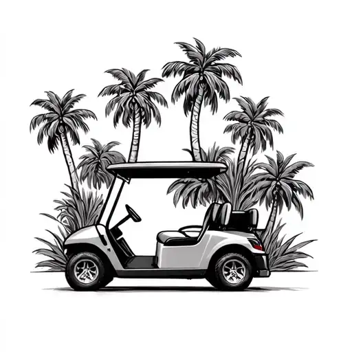 Golf Cart With Palm Trees