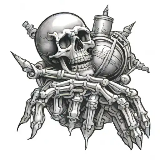 Skeleton Hand Holding Army Bomb