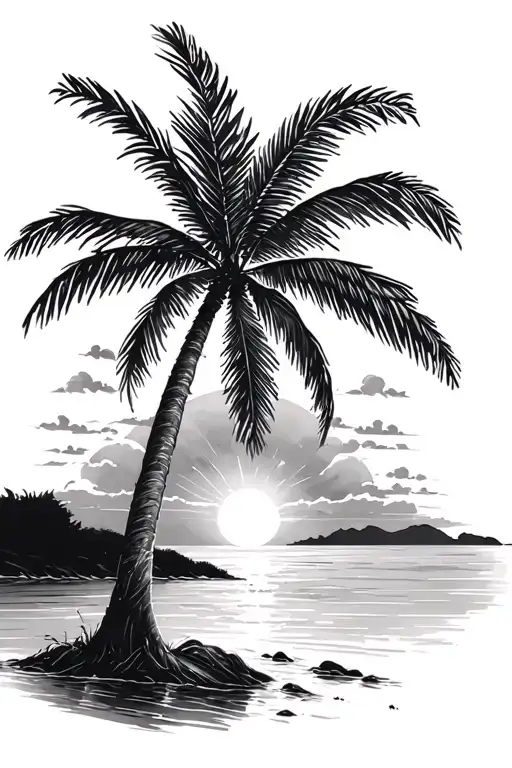 Palm Tree Sunset Scene