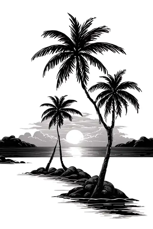 Palm Trees Sunset Scene