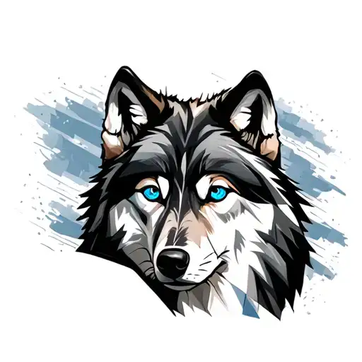 Wolf Blue Eyes With Geometric Designs