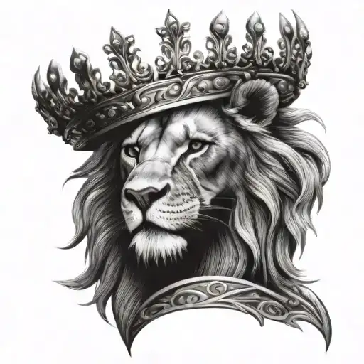 Mauri Tattoo And Lion Wearing A Crown