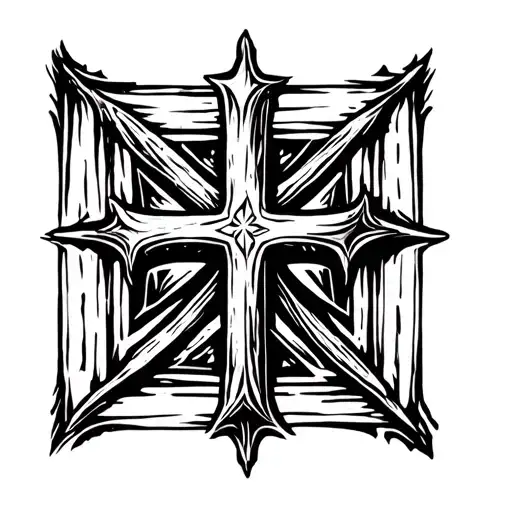 Simple Gothic Cross On Square Background