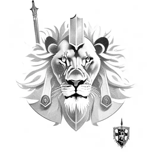 Lion With A Shield And Sword