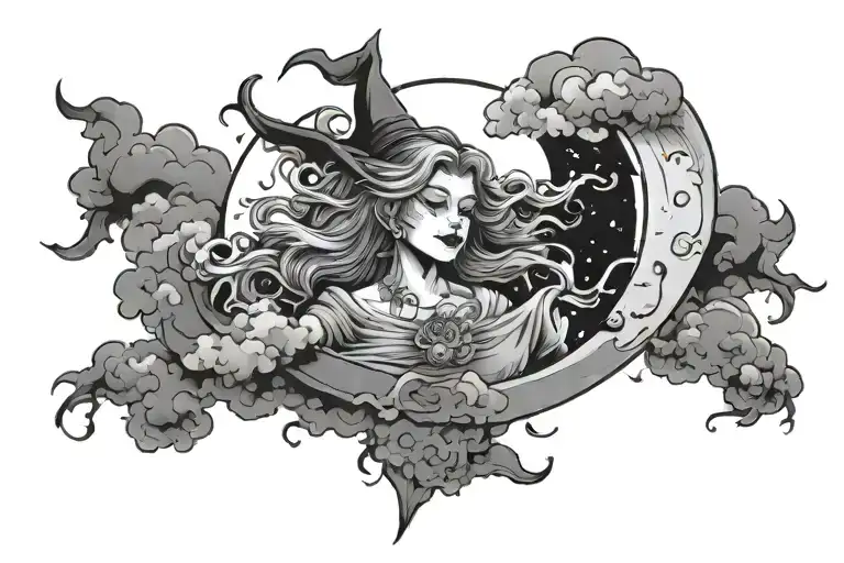 Moon Witch Cloud Background