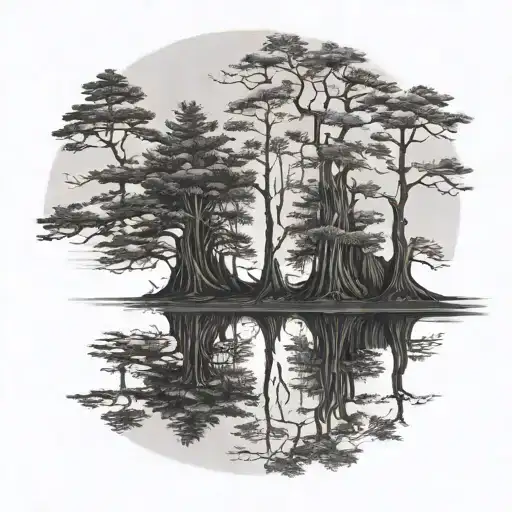 Bald Cypress Reflection In Water