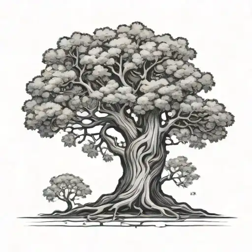 Large Tree With Initials Engraved Style