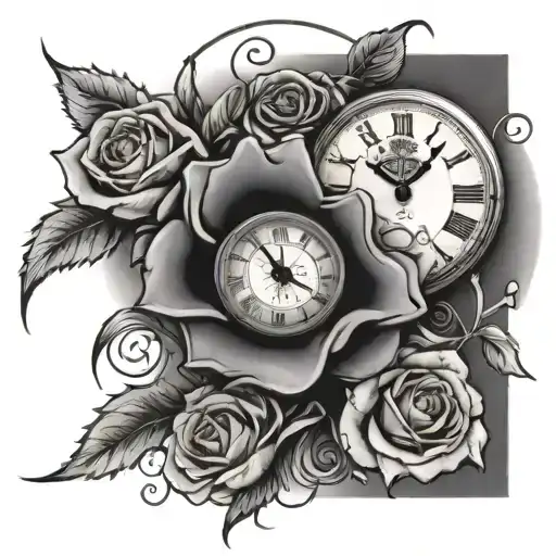 Clock Surrounded Roses And Ribbons With Ricky Dean Mortensen 1960-2019