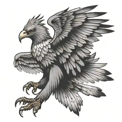 Hawk Or Eagle With Wings Spread