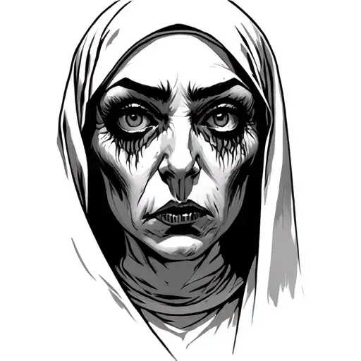 Evil Nun Looking Out From The Crave