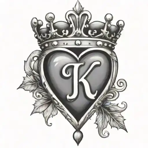 Heart With The Letter K In It And A Crown On Top