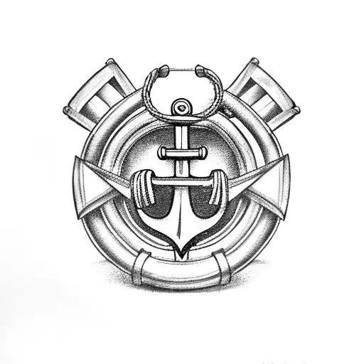 Anchor With Boat Steering Wheel