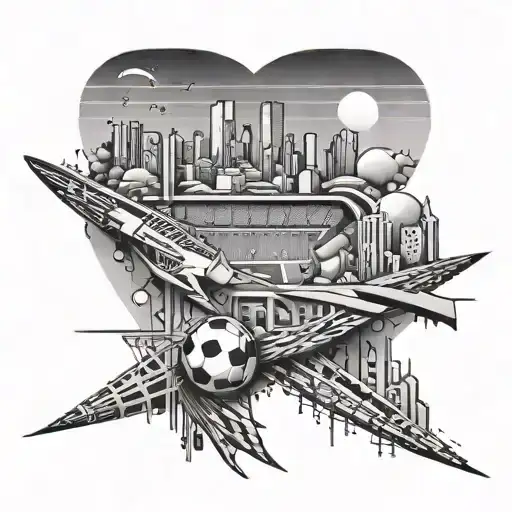 An Abstract Design Incorporating The Nantes Skyline And A Football Stadium