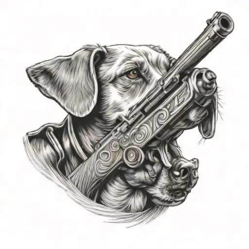Dog Shooting A Shotgun