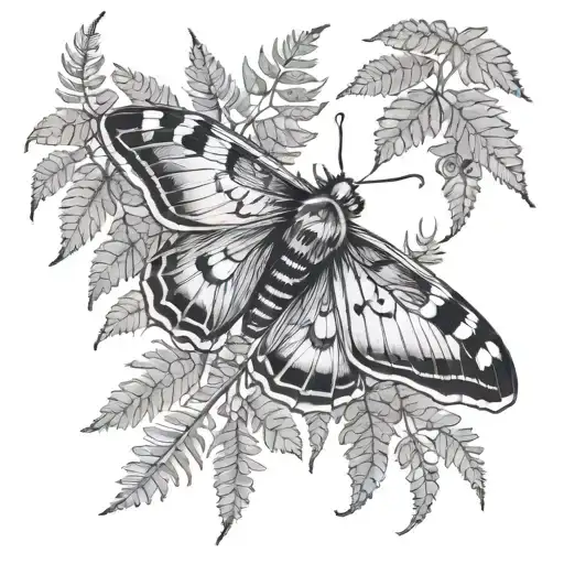 Moth With Ferns And Vine Half Sleve