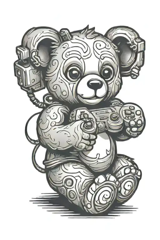 Teddy Bear Holding A Game Controller