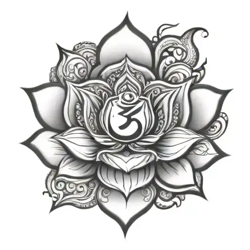Hindu Om In A Lotus Flower Small