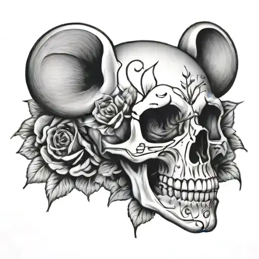 Micki Mouse Skull Flowers