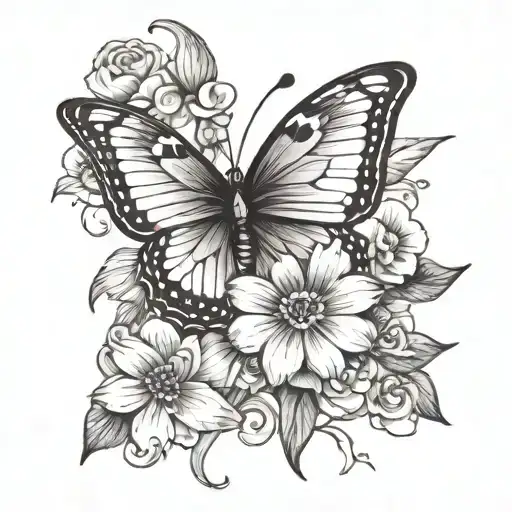 Butterfly With Flower Wing