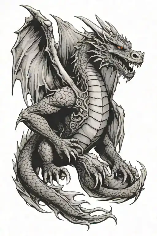 Dragon Roaring With Wings Spread