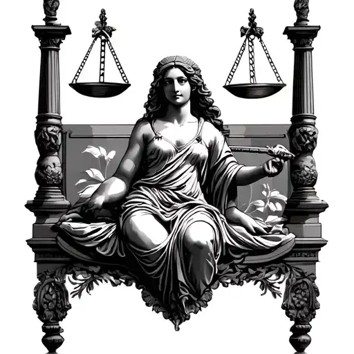 Lady Of Justice In A Greek Floral Bed