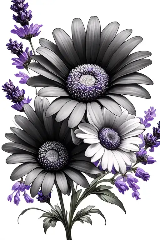 Daisy And Lavender Flowers
