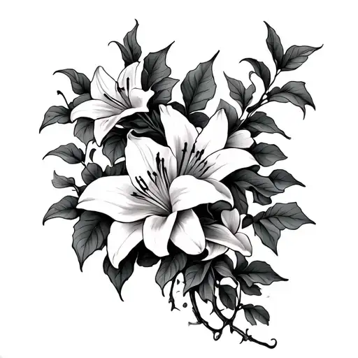 Ivy Vine With Lilies Intertwined Spine