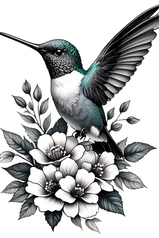 Hummingbird And Flowers