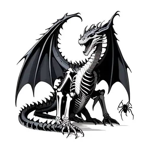 Skeletal Dragon With Spider Lilly Wrapped