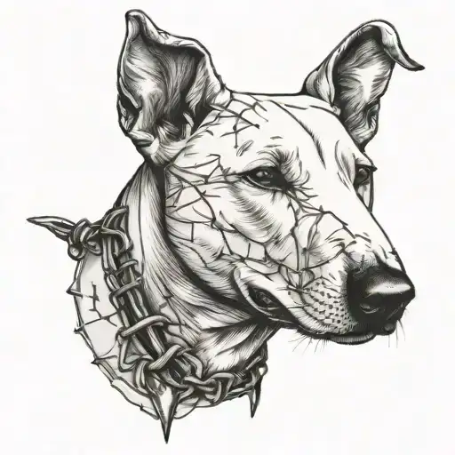 Bull Terrier With Barbed Wire
