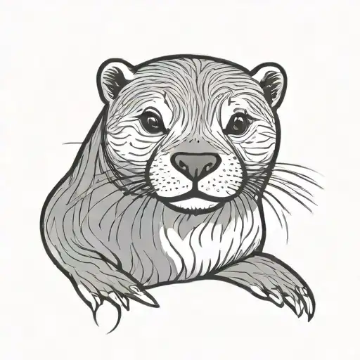 Line Art Minimalist Simple Otter