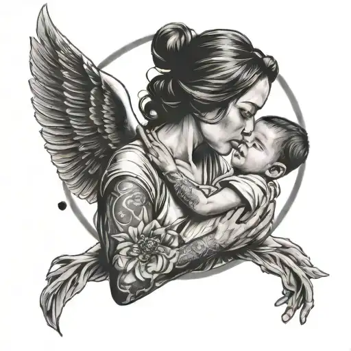 Mom Showing Moon To Kid