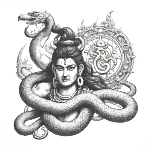 Lord Shiva Trident And His Snake