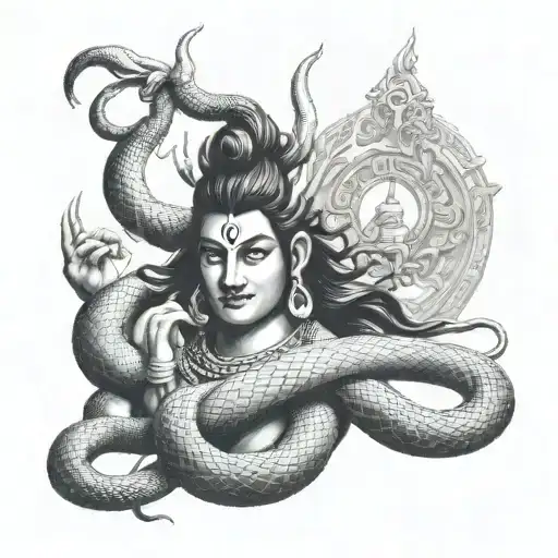 Lord Shiva Trident With Snake Wrapped