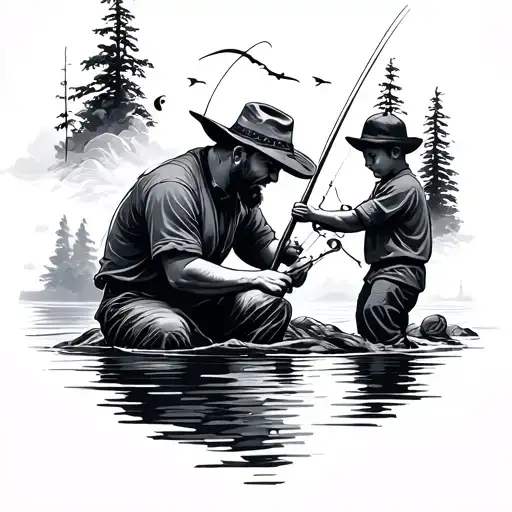 Father And Son Fishing