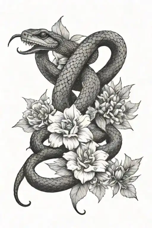 Snake And Flowers And Names Written