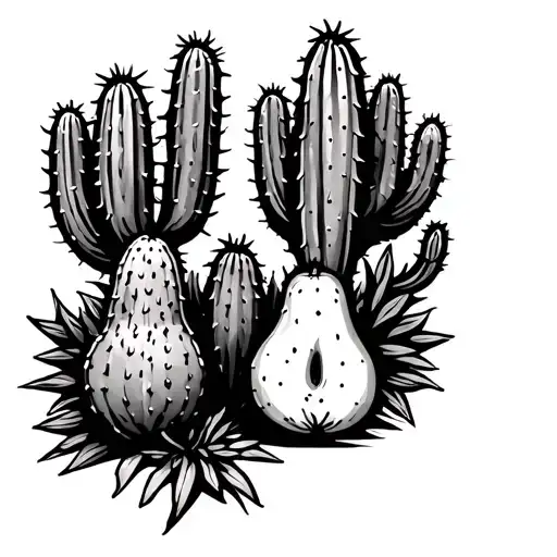 Cactus And Pear Cactus With Durango State Outline