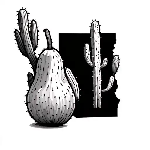 Cactus And Pear Cactus With Durango Mexico State Outline